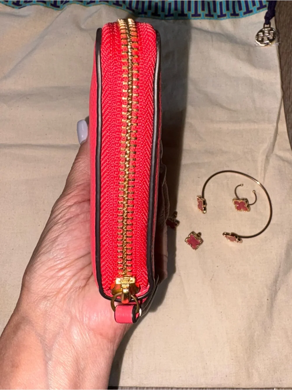 Tory Burch Bundle, new without tags, zip around wallet, earrings, bracelet, ring